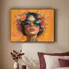 Vrouw - Bloemen - Aesthetic - Oranje Textielframe zwart klein -sfeer1