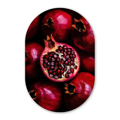 Granaatappel - Rood - Fruit Wandcirkel Ovaal Forex klein -3d