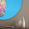 Ananas - Blauw - Tropisch - Vrolijk Akoestische PET Vilt - Rond klein -sfeer5_closeup