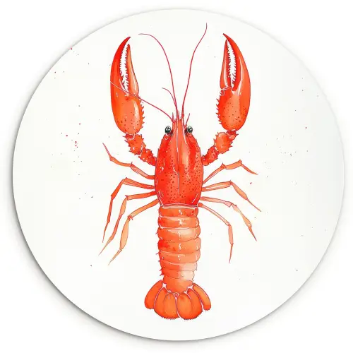 Kreeft - Waterverf - Aquarel - Oranje Wandcirkel kunststof plaat 5mm dik klein -3d