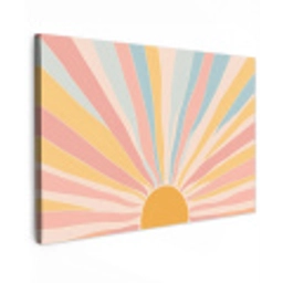 Illustratie - Zon - Pastelkleuren Tuinposter op houten frame 2 cm dik klein -3d