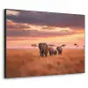 Groep olifanten - Open vlakte - Zon Textielframe zwart klein -3d