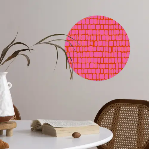 Organisch - Raster - Roze Wandcirkel behangsticker klein 186 -sfeer3