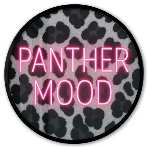 Panterprint - Zwart - Neonletters - Roze Fotolijst rond zonder passe partout klein -3d