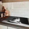 Langharige kat - Zonnebril - Spaghetti - Humor - Zwart - wit Inductie beschermer vinyl 3mm klein -sfeer3