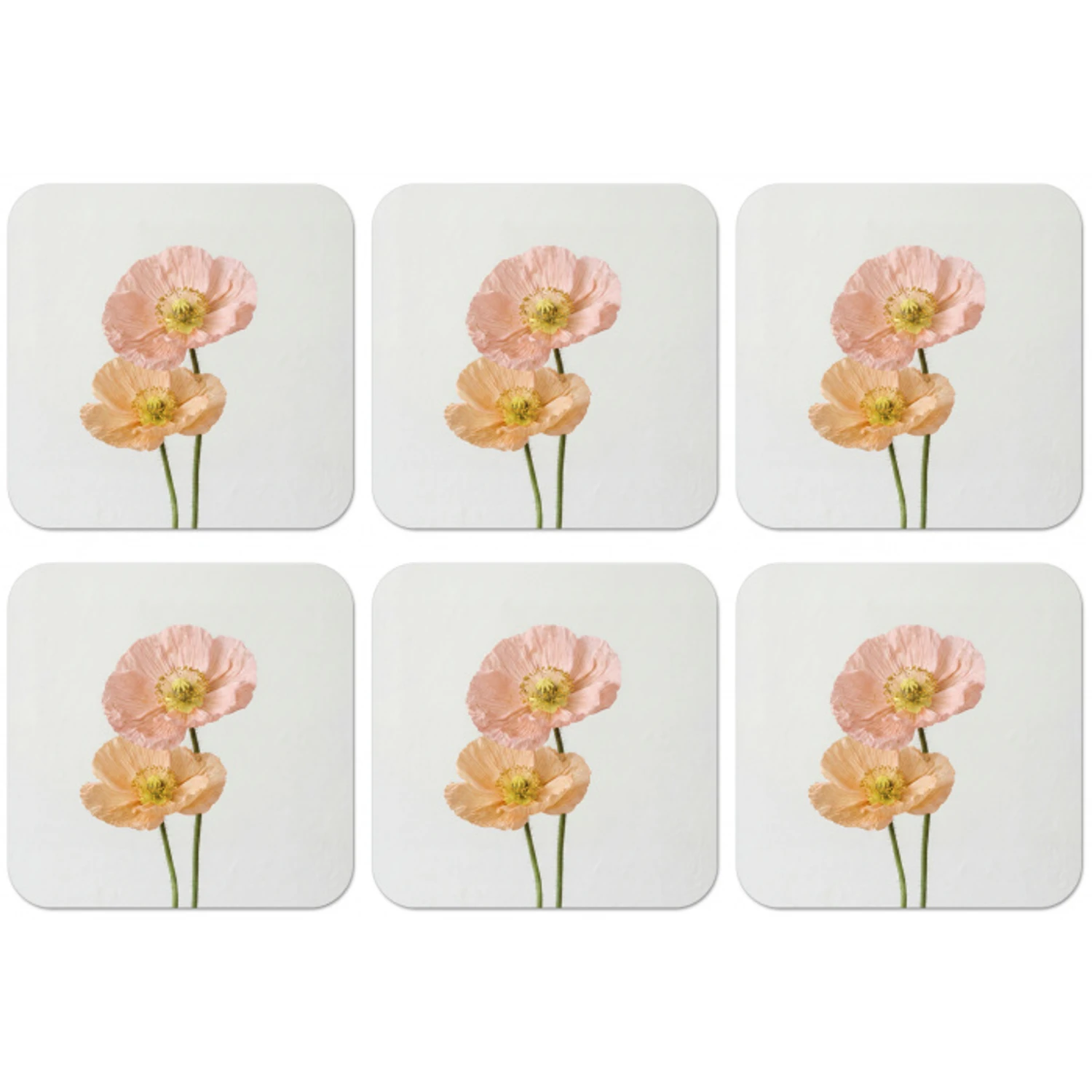 Papavers - Botanisch - Roze onderzetter kurk middel -zkaufland3dotto
