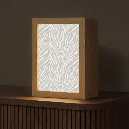Zebra - Motief - Grijs Light Box met kabel (Tafellamp) klein 925 -z3d_website