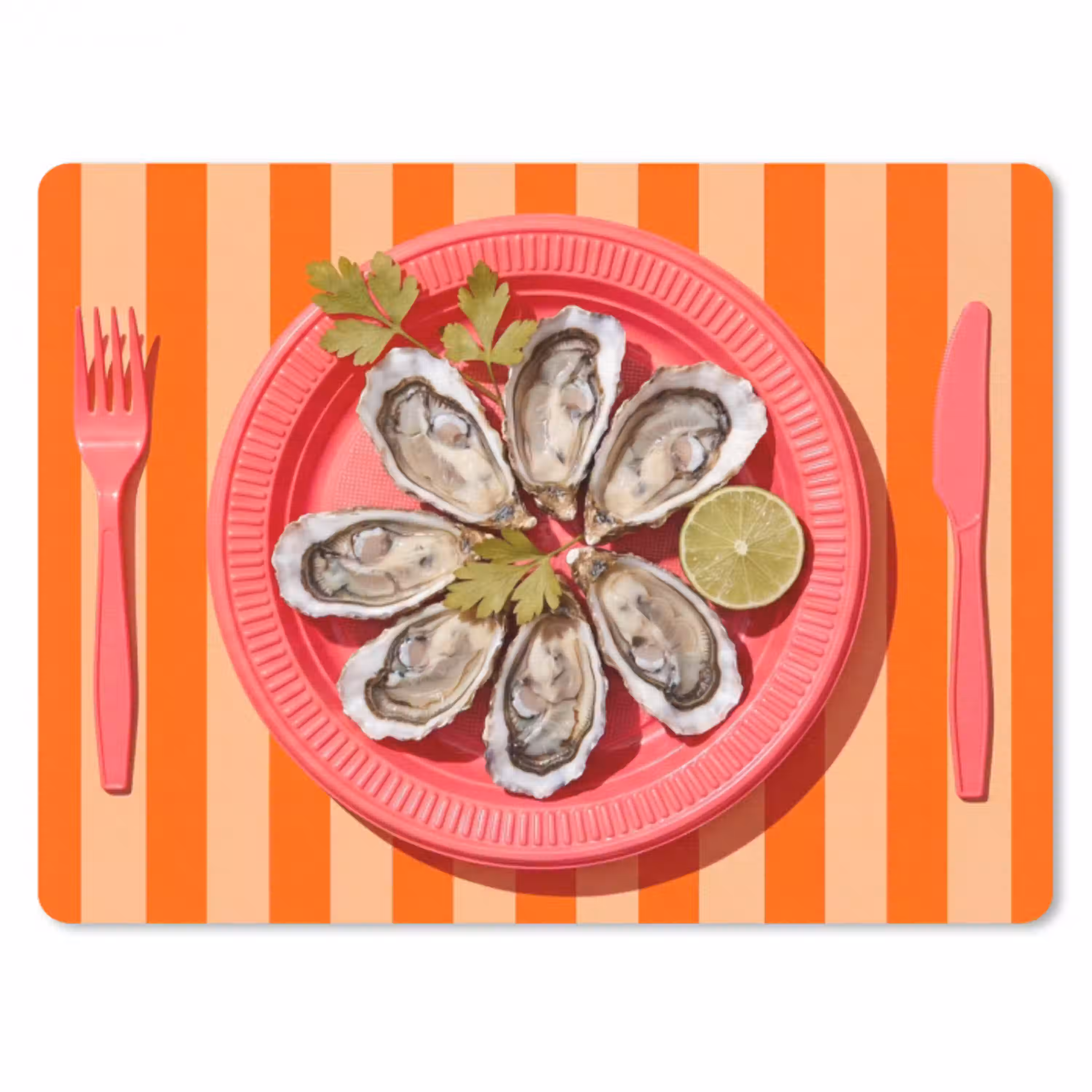 Eten - Oester - Zeevruchten - Oranje - Modern muismat rubber klein -3d