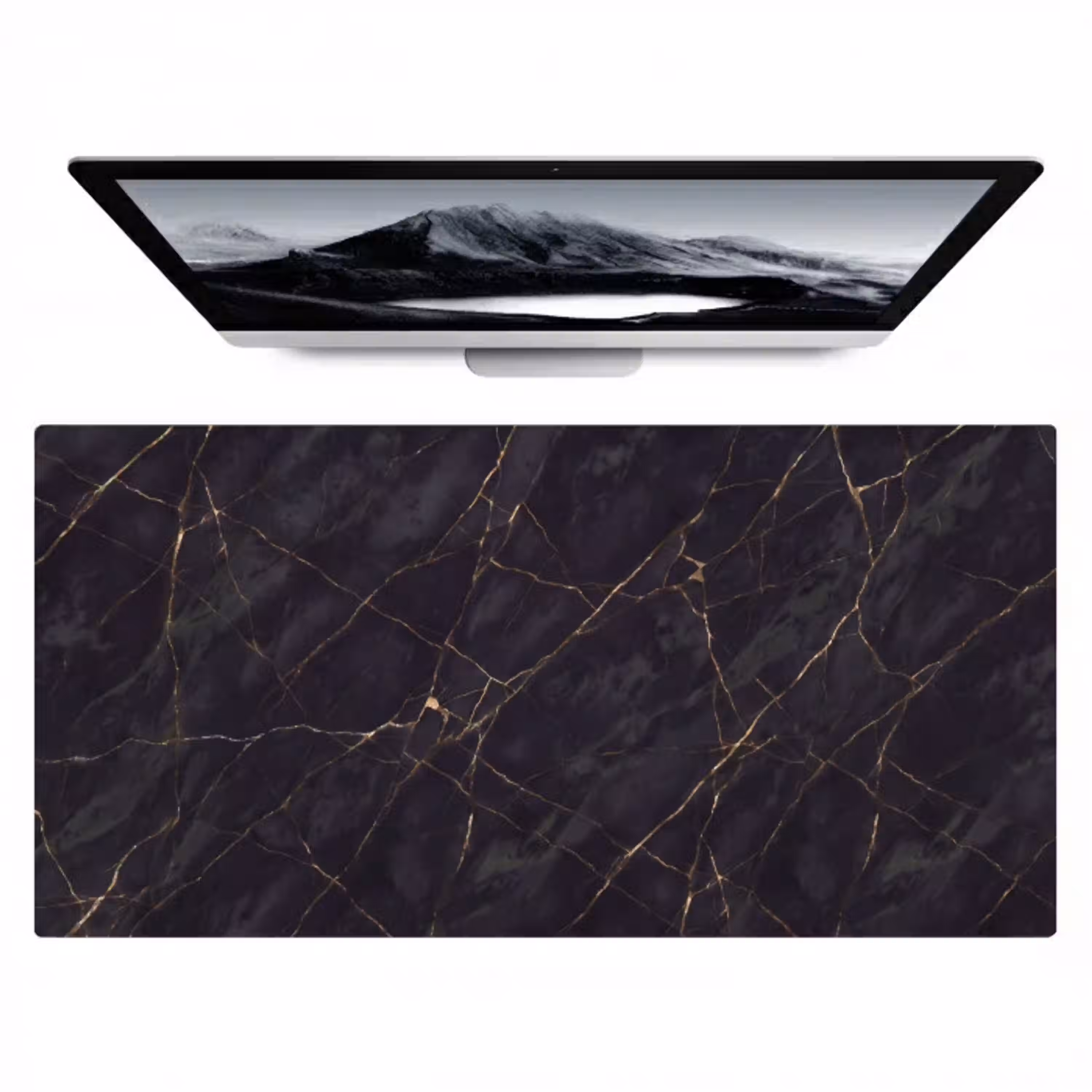 Textuur - Gouden lijnen - Abstract - Modern - Zwart Muismat XXL klein -zzz3d