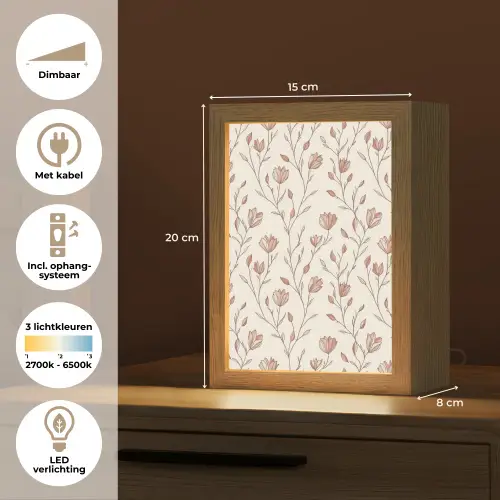 Patroon - Klassiek - Roze Light Box met kabel (Tafellamp) klein 925 -USP_NL