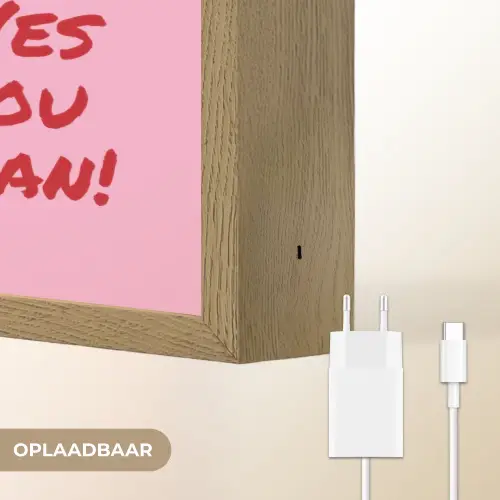 Yes you can do it - Rood - Roze Light Box met batterij (Wandlamp) middel -USP_websiteoplaadbaarNL