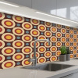 Retro - Vintage - Design - Cirkel keuken achterwand 2 middel 871 -3d_schuin