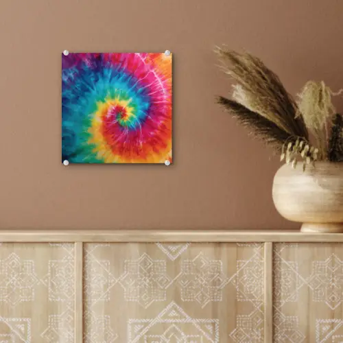 Regenboog - Tie dye - Kleurrijk - Blauw plexiglas 5mm klein -sfeer5