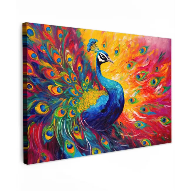 Pauw - Kunst - Schilderij - Pauwenveren canvas 2cm klein -z3d