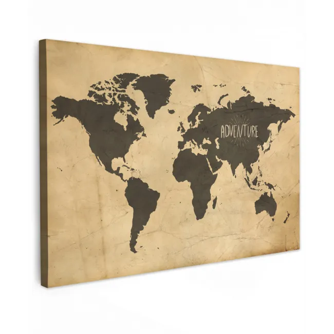 Wereldkaart - Quote - Vintage canvas 2cm klein -z3d