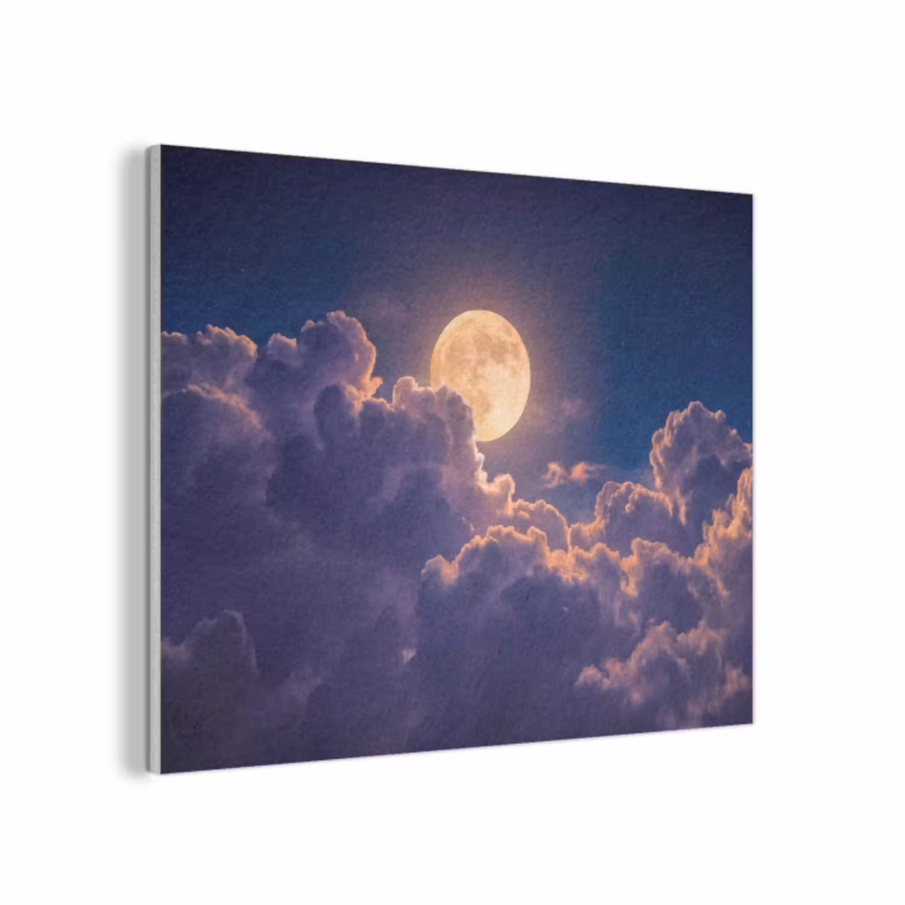 Maan - Wolken - Nacht - Oranje PET vilt klein -3d