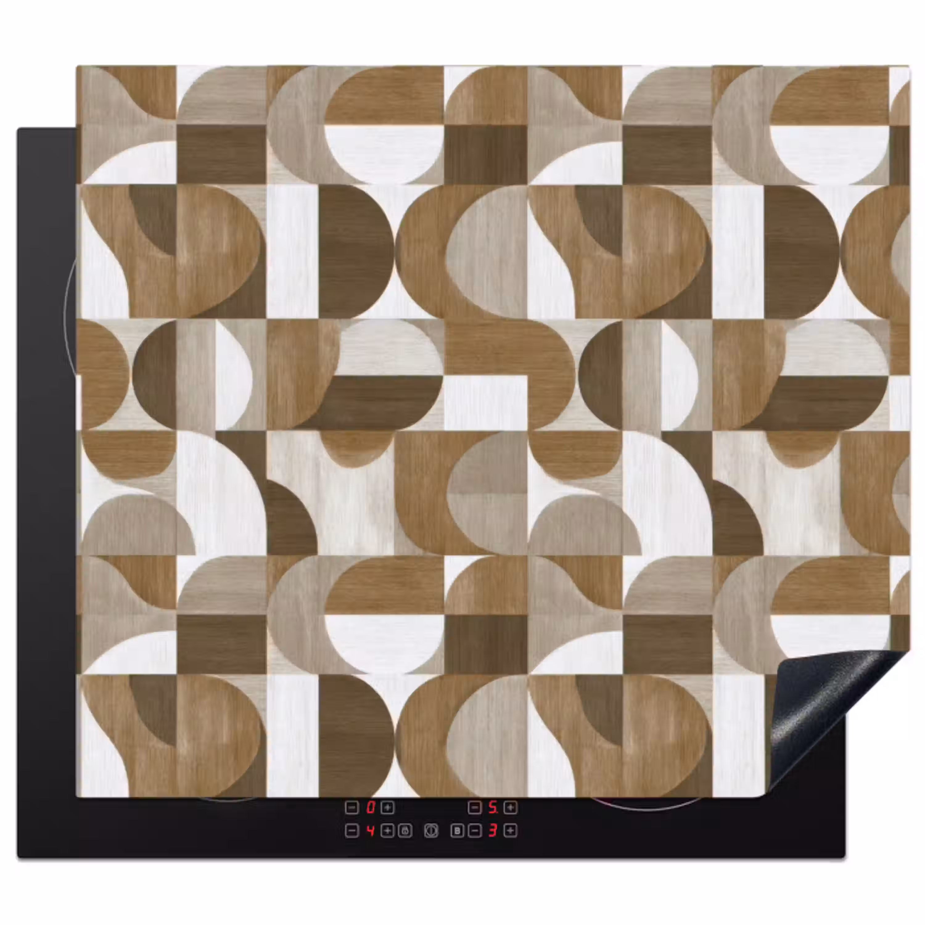 Abstract - Retro - Bruin Inductie beschermer vinyl 3mm middel 274 -3d