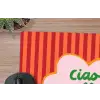 Ciao bella - Tekstwolk - Strepen - Oranje muismat rubber klein -closeup