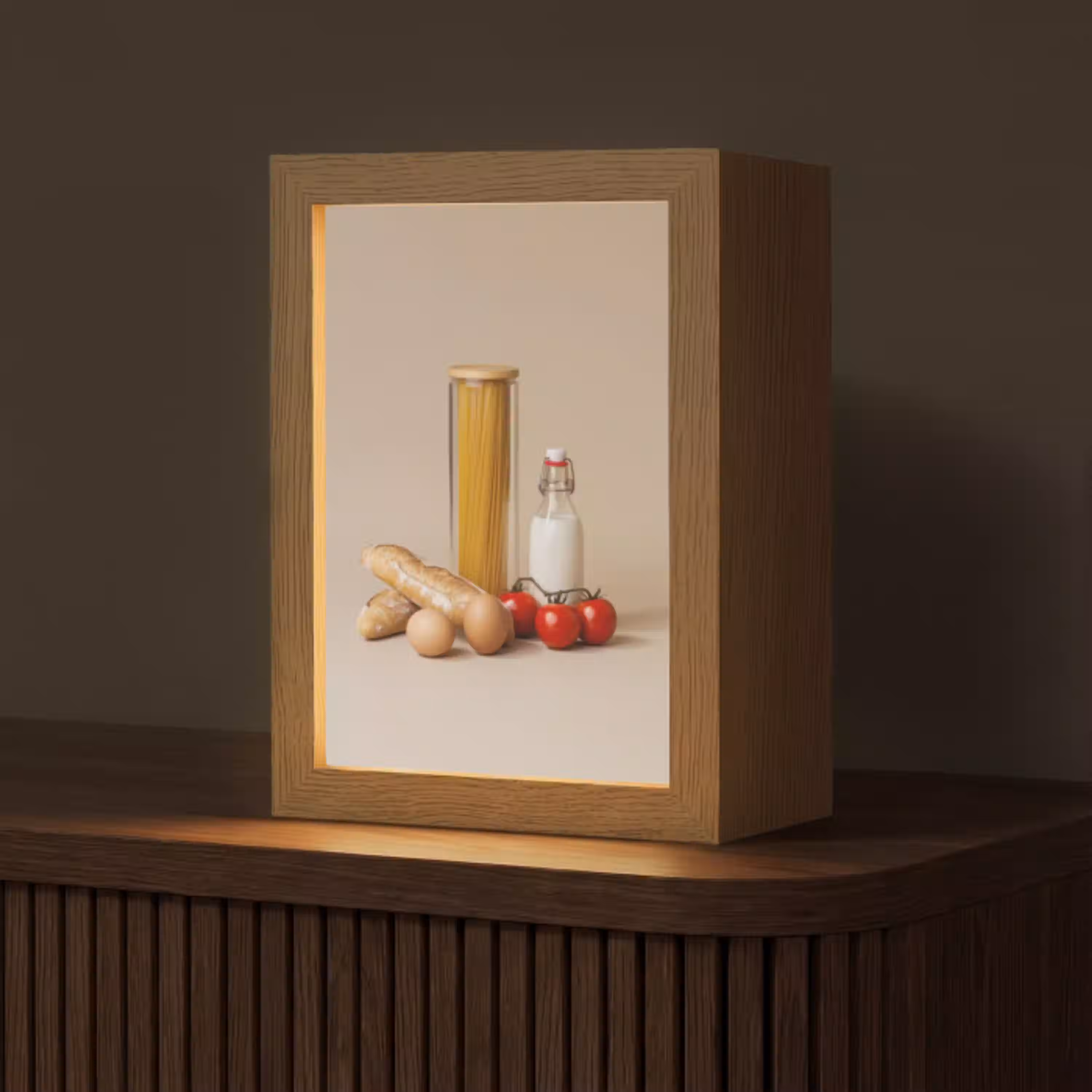 Spaghetti - Melk - Tomaten - Eieren - Brood Light Box met kabel (Tafellamp) klein -z3d_website