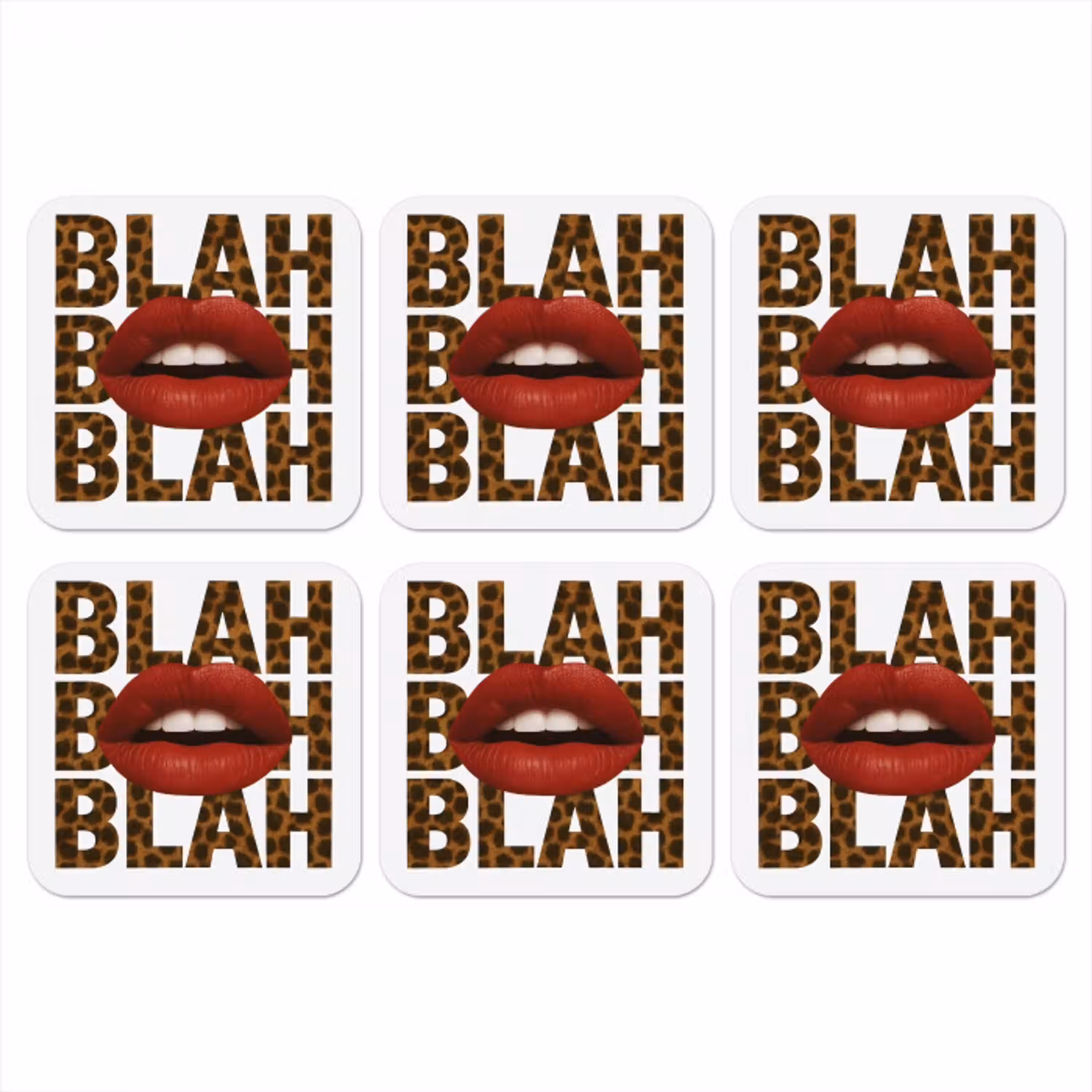 Lip - Rood - Quote onderzetter kurk middel -3d