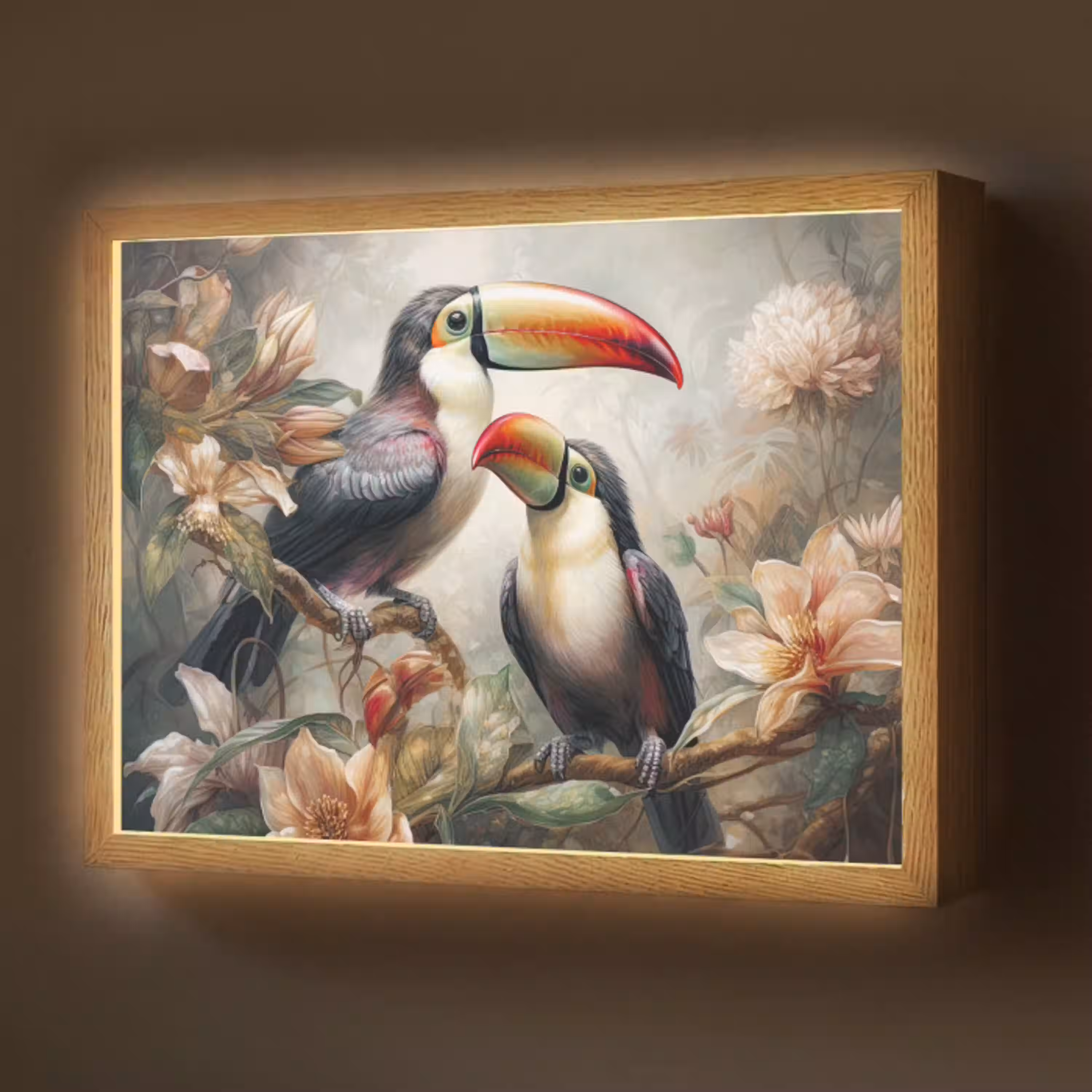 Toekan - Vogels - Bloemen - Jungle Light Box met batterij (Wandlamp) middel -z3d_website