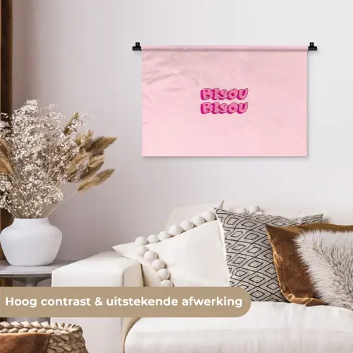 Bisou - Roze - Schaduw Wandkleed katoen klein -sfeer1