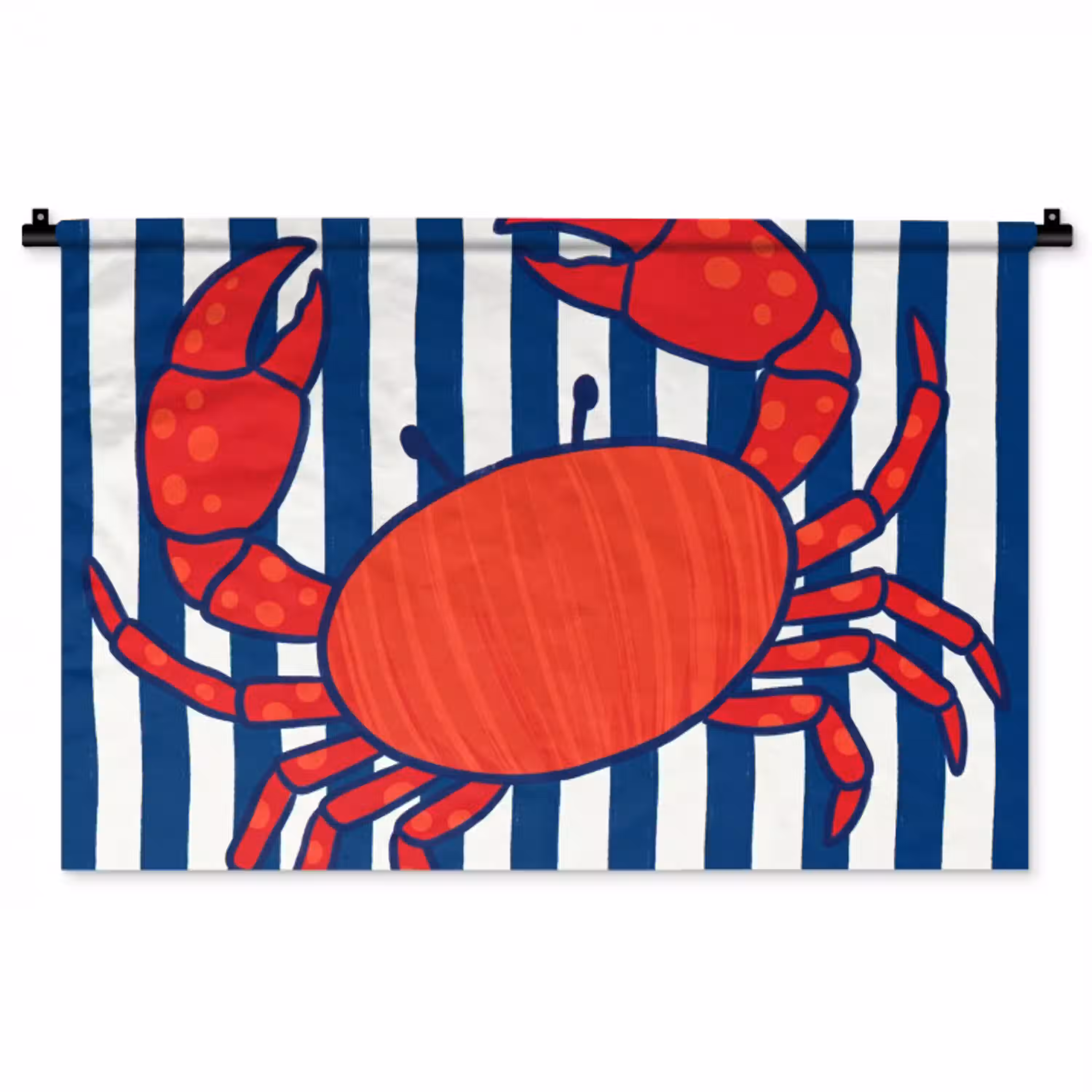 Krab - Strepen - Zeeleven - Illustratie - Rood Wandkleed katoen middel -zz3d