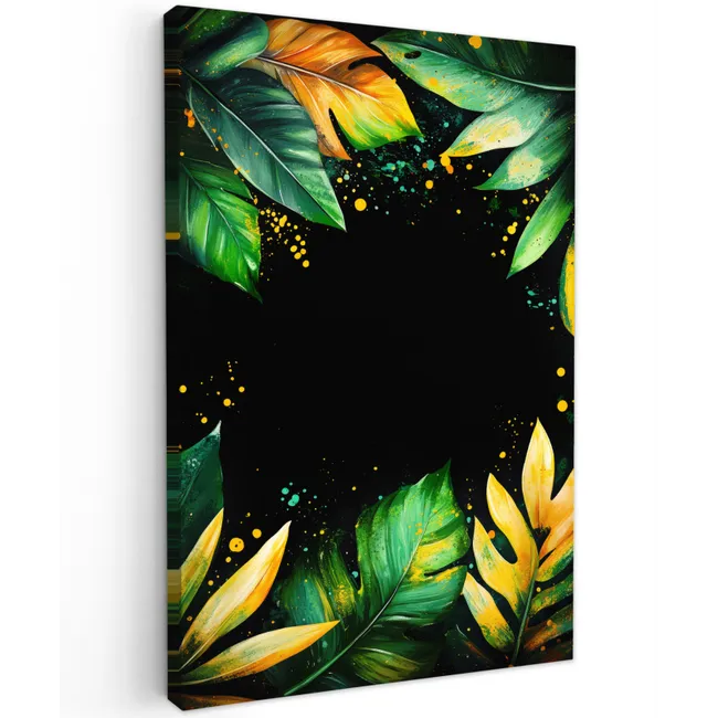 Bladeren - Groen - Geel - Verf - Jungle Tuinposter op houten frame 2 cm dik klein -3d