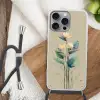 Paradijsvogelbloemen - Blauwgroene bladeren - Beige Hoesje iPhone 16 Pro Max met koord klein -sfeer4