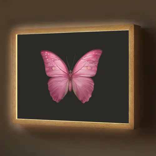 Vlinder - roze - Elegant Light Box met batterij (Wandlamp) middel -z3d_website