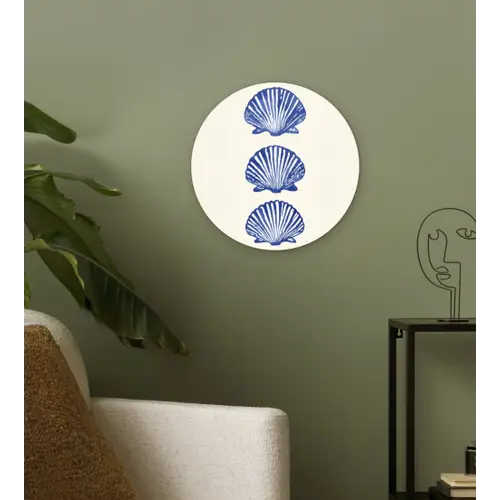 Schelpen - Blauw - Patroon Wandcirkel kunststof plaat 5mm dik klein -sfeer3