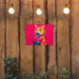 Kat - Kimono - Bloemen - Roze tuinposter los doek klein -sfeer1