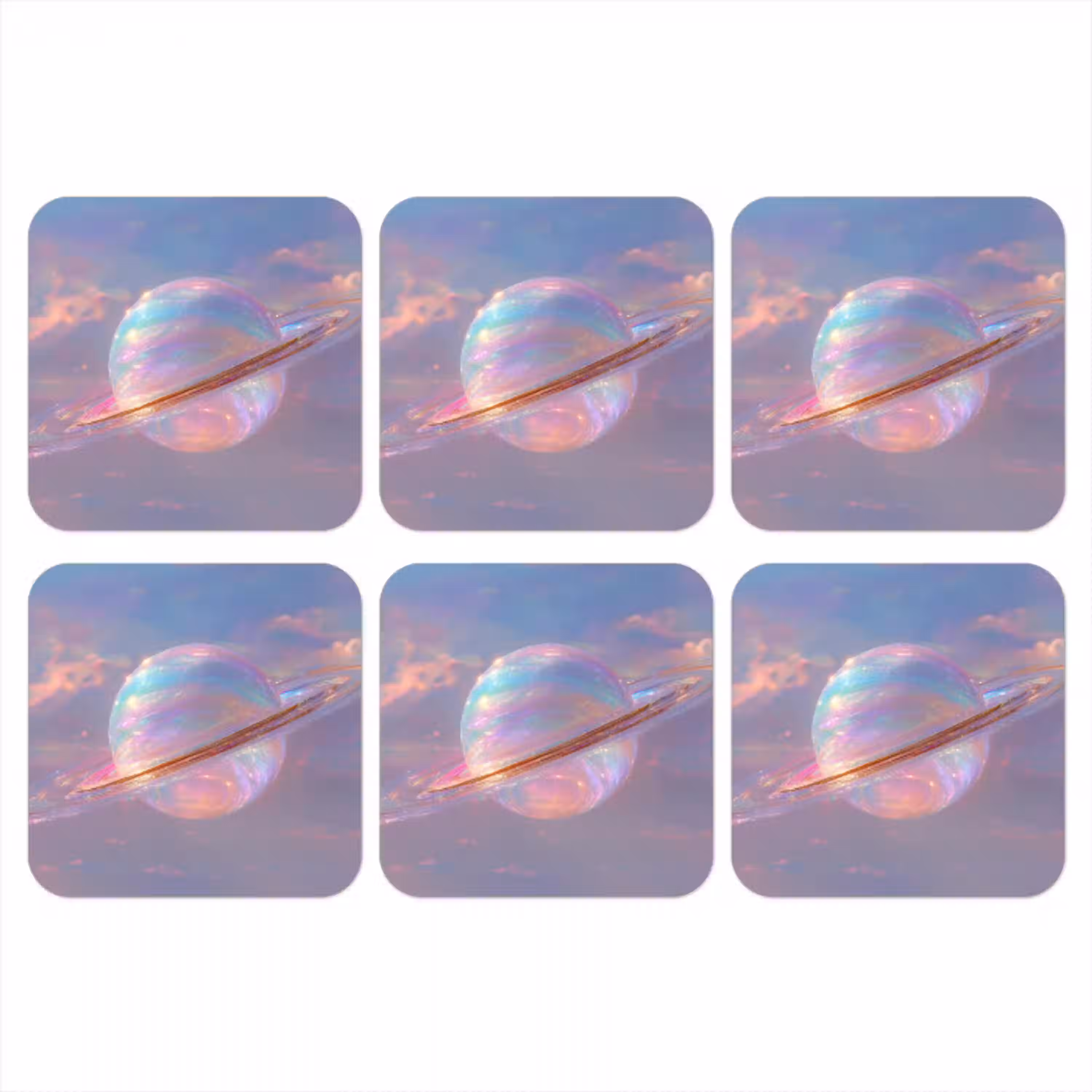 Planeet - Lucht - Wolken - Pasteltinten onderzetter kurk middel -3d