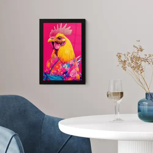 Haan - Kleurrijk - Kimono - Roze fotolijst zwart zonder passe partout klein -sfeer4