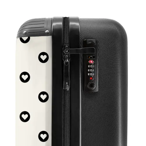 Valentijn hartjes cirkelpatroon zwart wit NBS - Handbagage koffer - Kinderen Unisex middel -slot