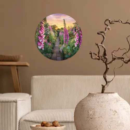Vingerhoedskruid - Bloemen - Tuin Wandcirkel behangsticker klein -sfeer1