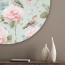 Rozen - Vogels - Pastel - Kleurrijk Akoestische PET Vilt - Rond klein 838 -sfeer5_closeup