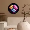 Macarons - Dessert - Graffiti - Kleurrijk - Roze - Blauw - Geel Wandcirkel plexiglas klein -sfeer1