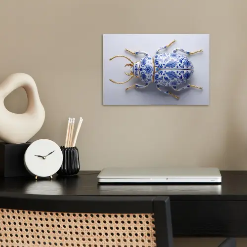 Kever - Delfts  - Blauw - Goud poster papier klein -sfeer1