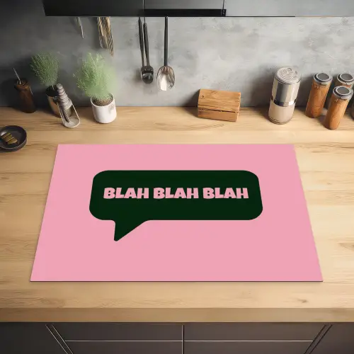 Roze - Tekstwolk - Groen - BLAH BLAH BLAH Inductie beschermer vinyl 3mm klein -sfeer5