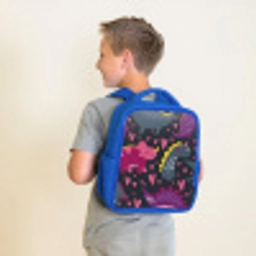 Dinosaurus - Kind - Patronen - Roze - Meisjes Kinderrugzak - Blauw middel -sfeer2