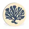 Blauw koraal - Vertakkingen - Beige Wandcirkel aluminium klein -3d