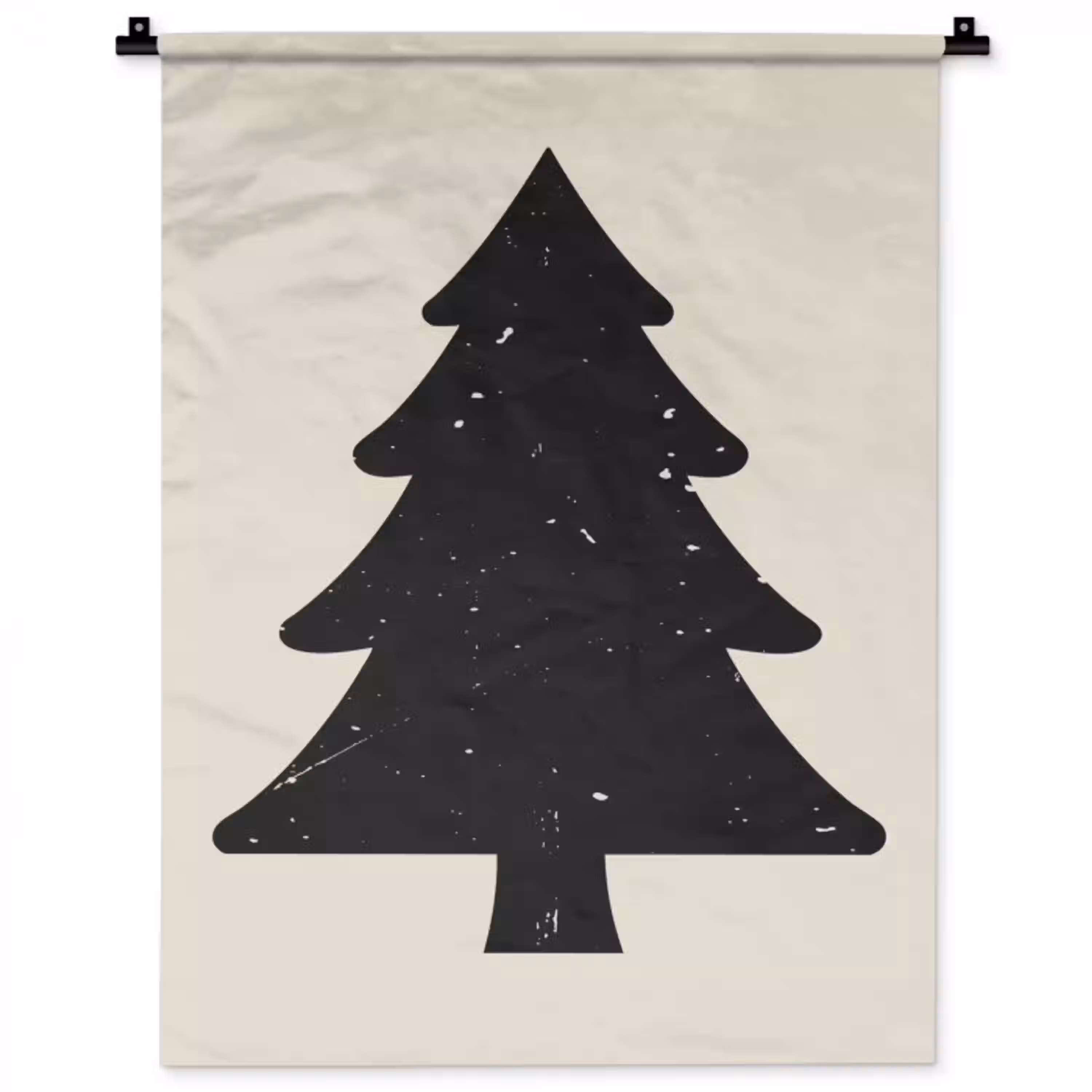 Kerstboom - Zwarte kerstboom - Boom - Japandi Wandkleed katoen klein -zz3d
