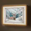 Hert - Winterlandschap - Natuur - Dieren - Doorkijk - Bergen Light Box met batterij (Wandlamp) middel -z3d_website