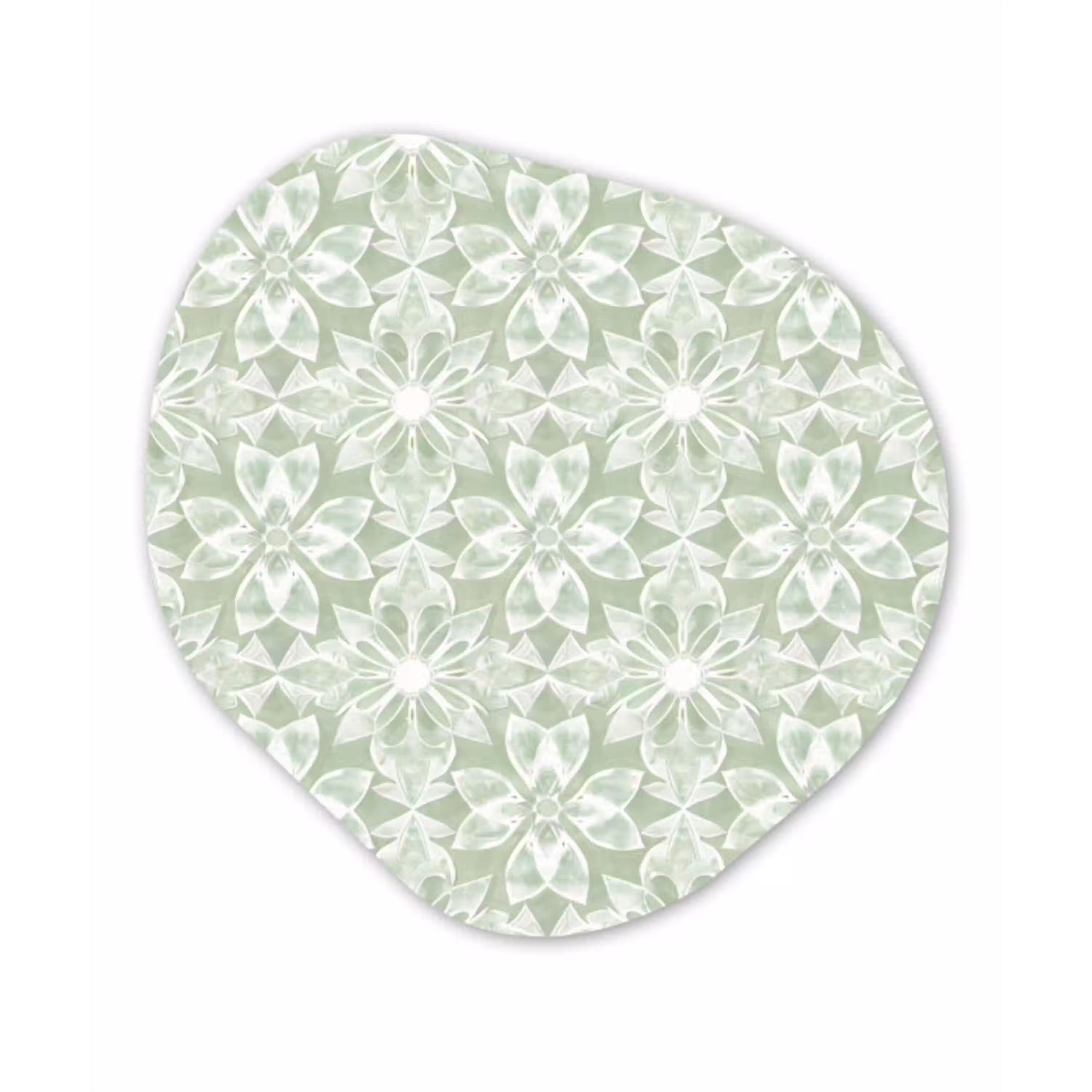 Saliegroen - Symmetrisch - Mandala - Ornament - Patroon Wandcirkel Organisch Forex 3mm klein 629 -3d