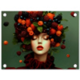 Vrouw - Aardbeien - Frambozen - Bramen - Bessen tuinposter los doek klein -3d