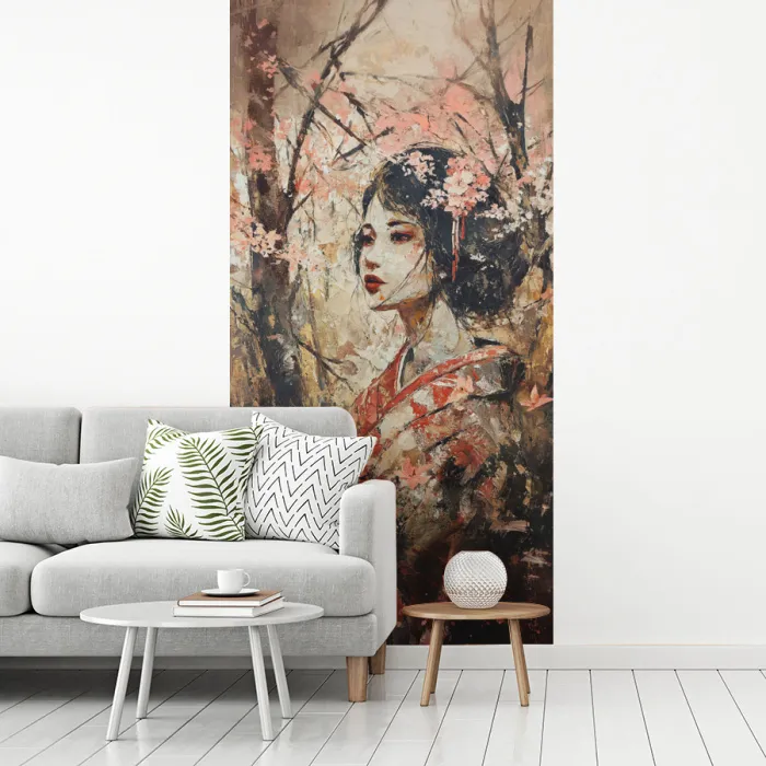 Kimono - Vrouw - kersenbomen fotobehang vinyl groot -woonkamer