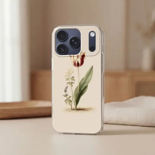 Tulp - Minimalistisch - Beige Telefoonhoesje iPhone 17 Pro klein -sfeer2