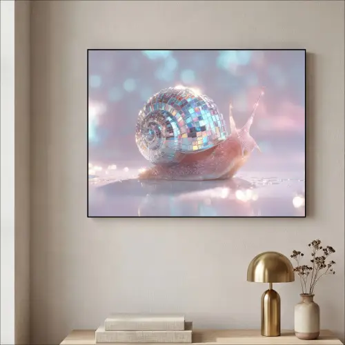 Slak - Disco - Mozaïek - Blauw Textielframe zwart klein -sfeer2