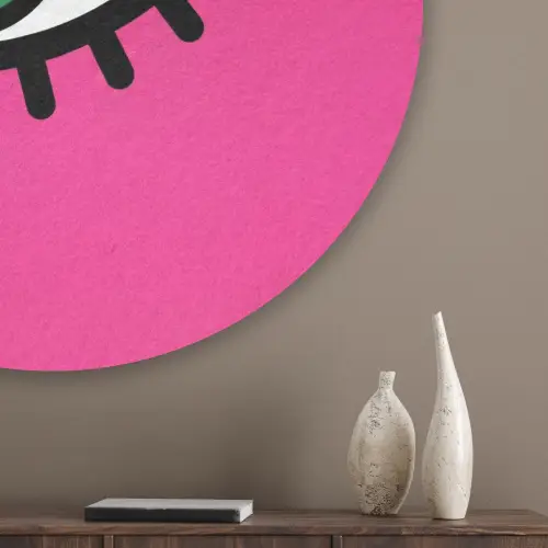 Minimalistisch - Oog - Roze Akoestische PET Vilt - Rond klein -sfeer5_closeup